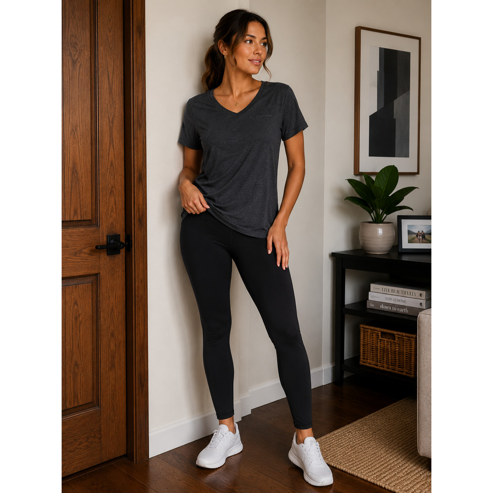 Calvin Klein Pima Cotton V-Neck Athletic Tee Black Small